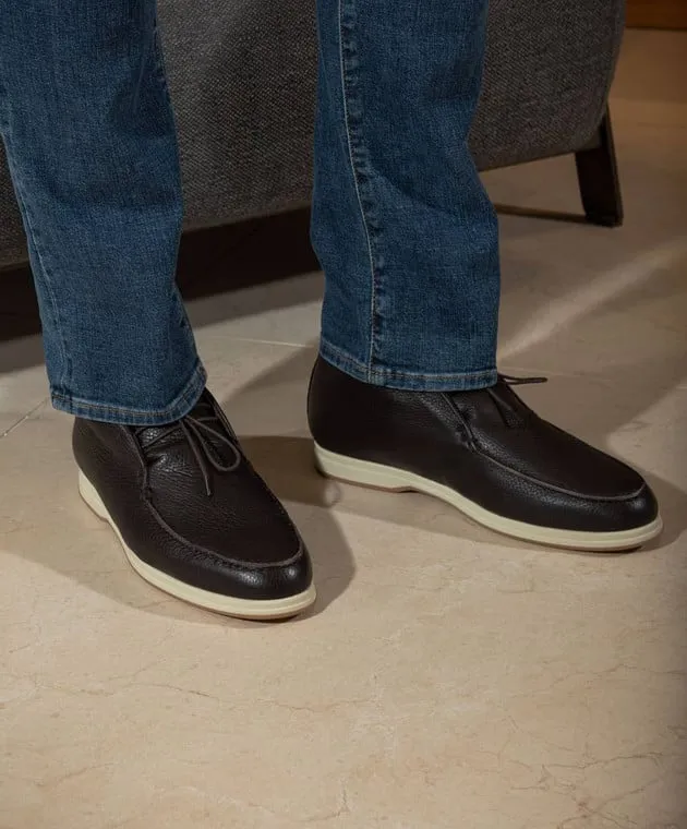 Enrico Mandelli Brown leather deserts on fur