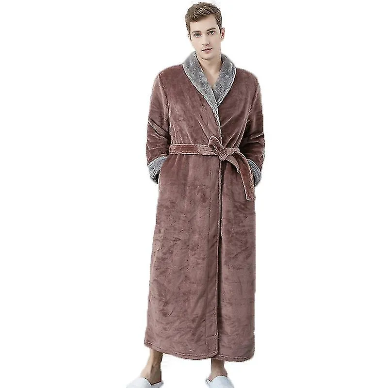 Franela Hombre Camisón Coral Lana De pijama de invierno Café