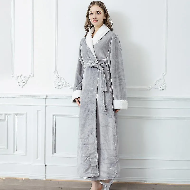 Franela Mujer Camisón Coral Fleece Pijama de Invierno Gris