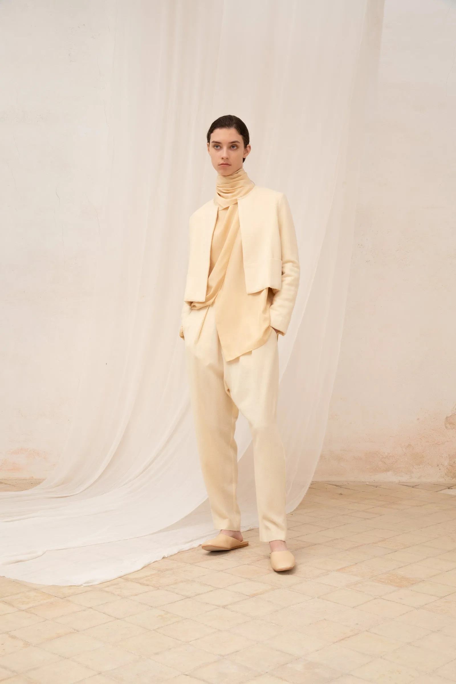 Jackie, ivory yak wool pants