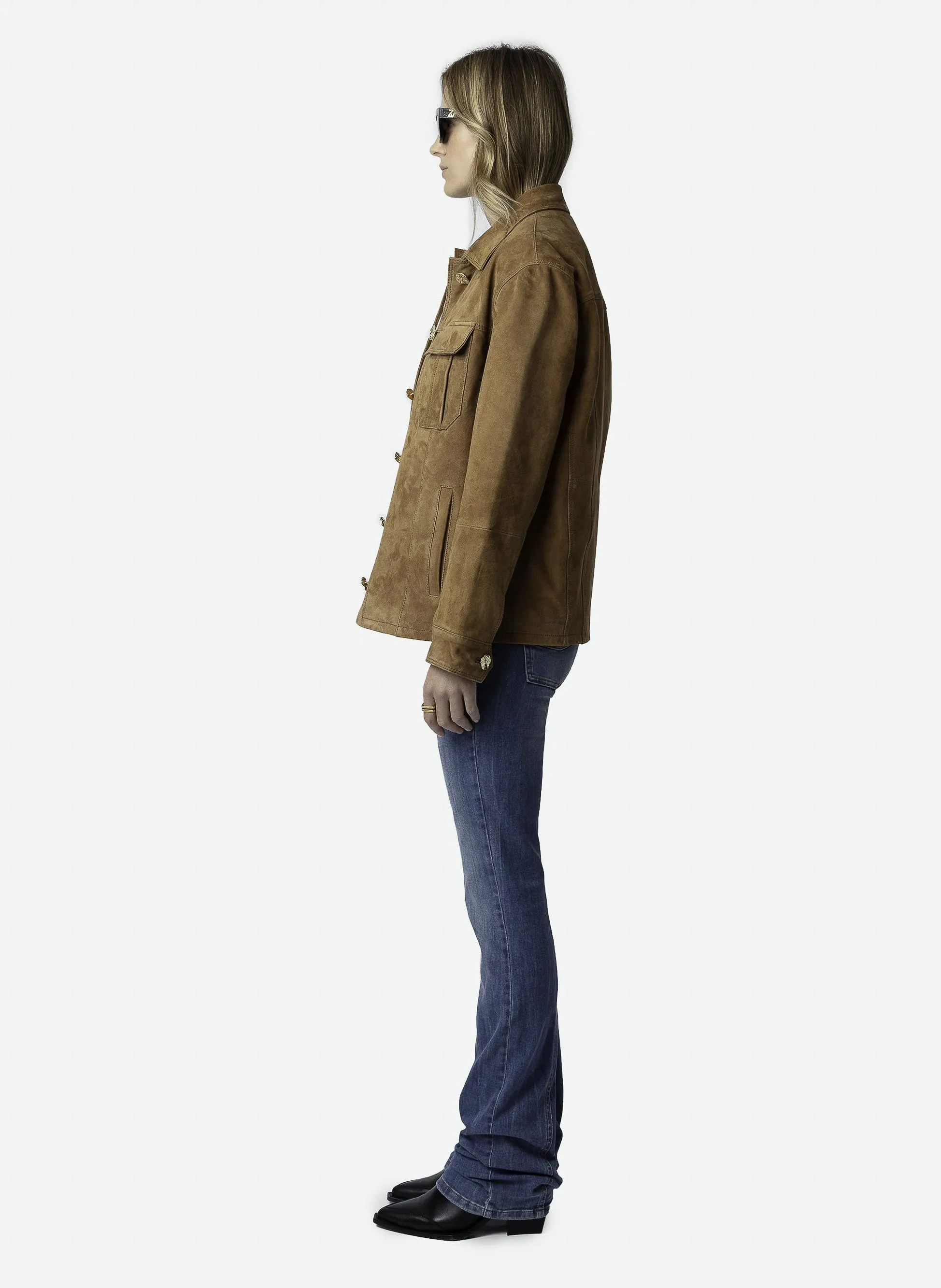 KUBA  CHAQUETA DE CUERO DE GAMUZA EN MARRON
