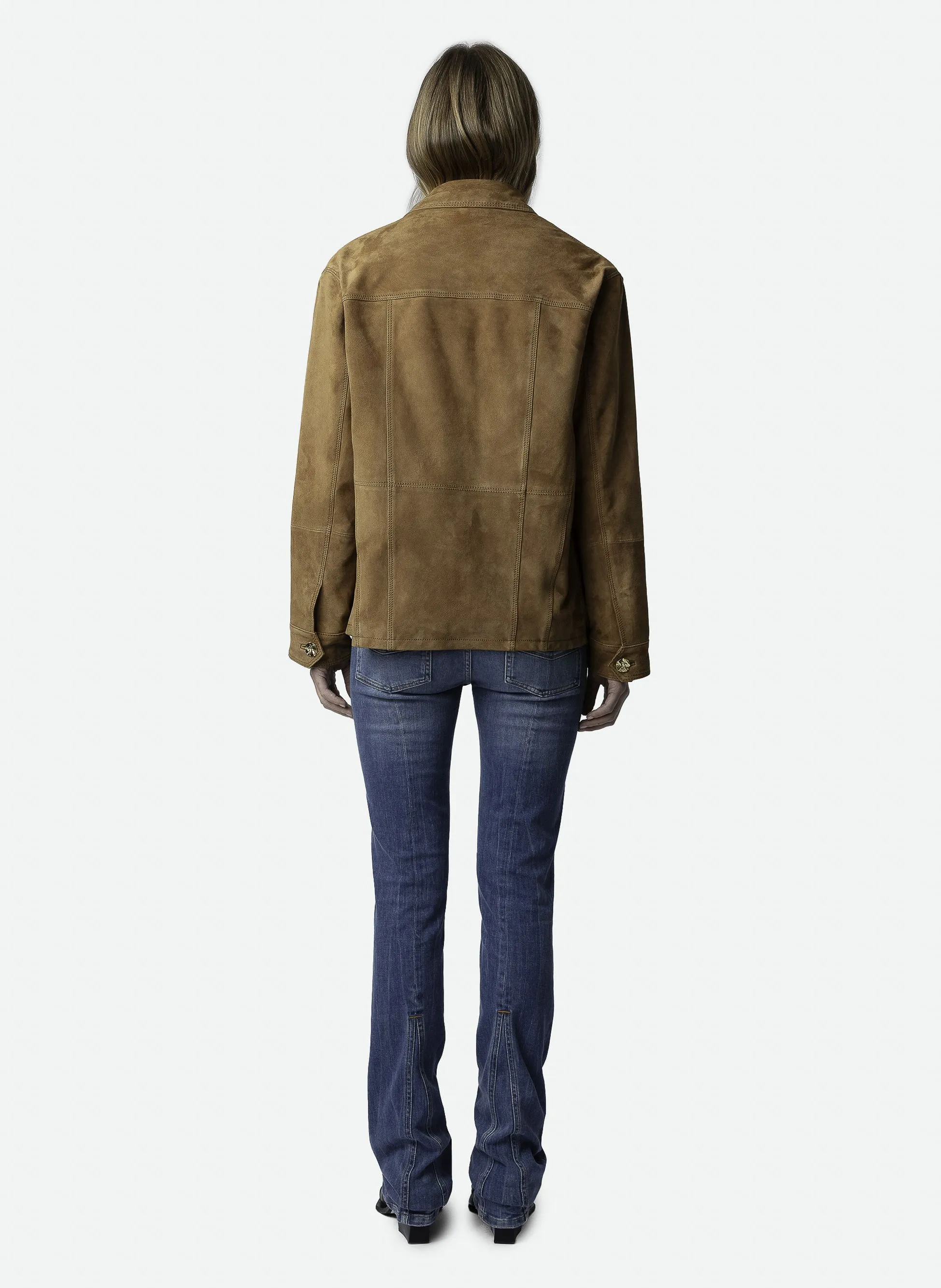 KUBA  CHAQUETA DE CUERO DE GAMUZA EN MARRON