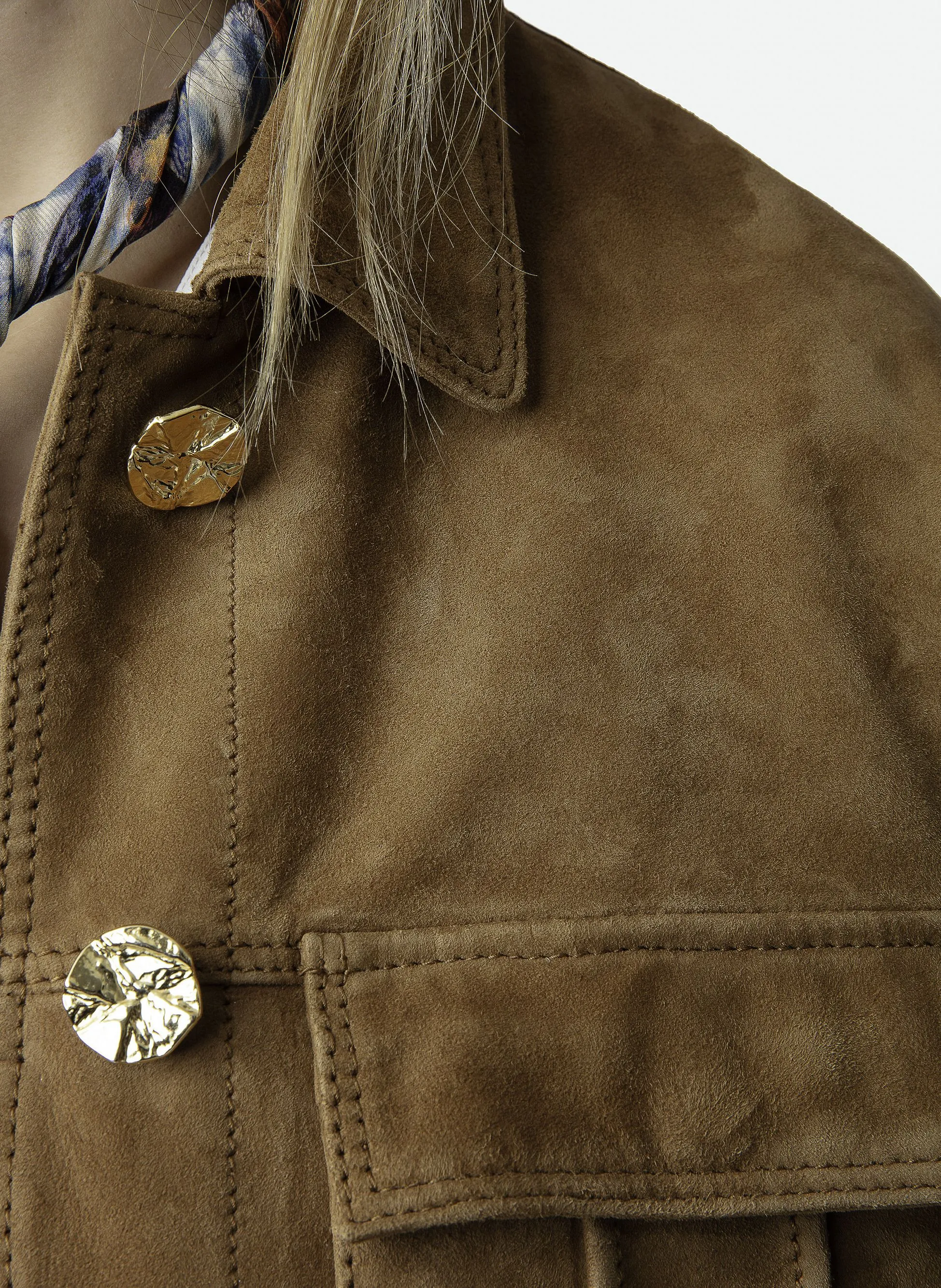 KUBA  CHAQUETA DE CUERO DE GAMUZA EN MARRON