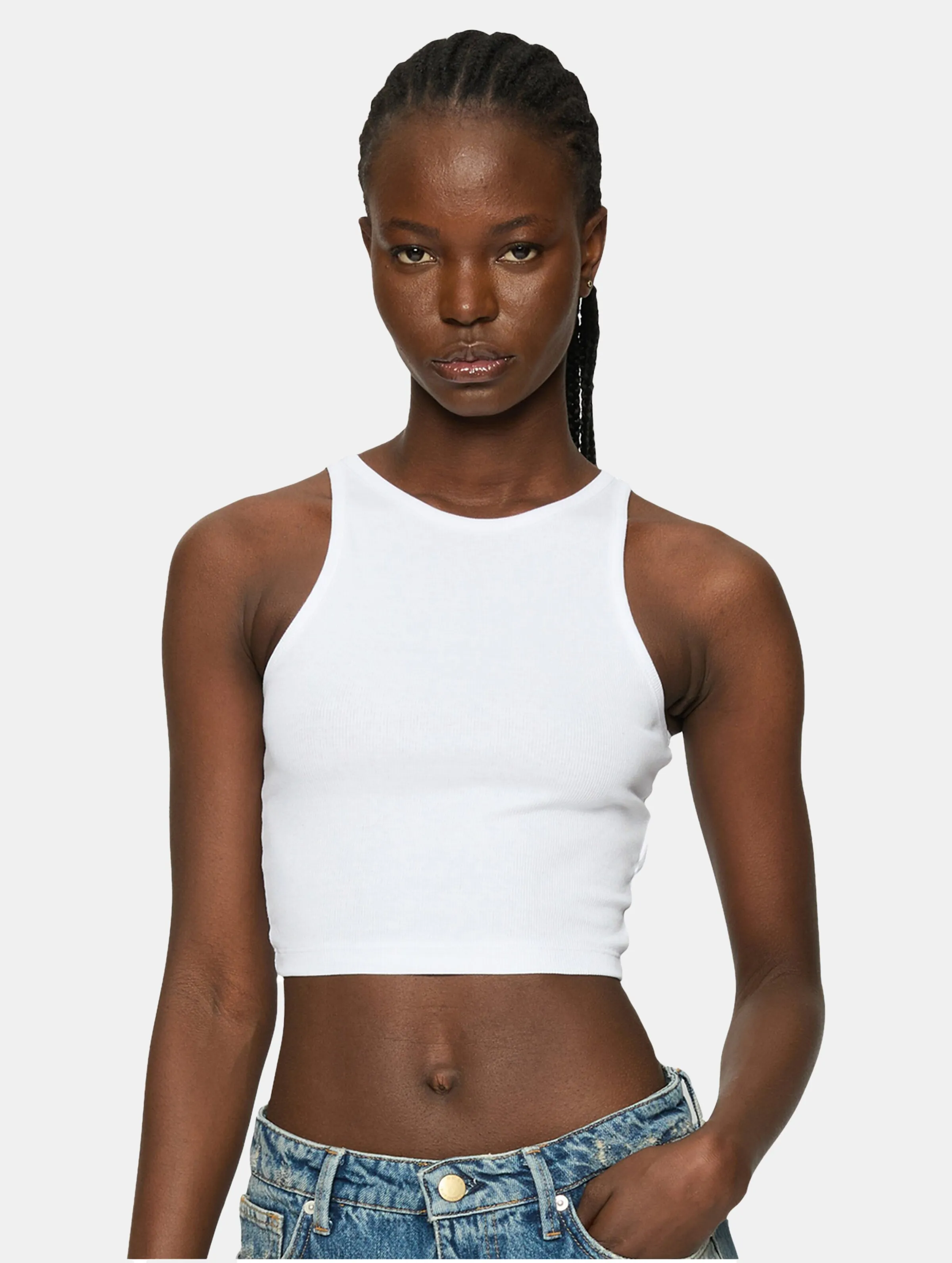 Ladies Organic Cropped Rib 
