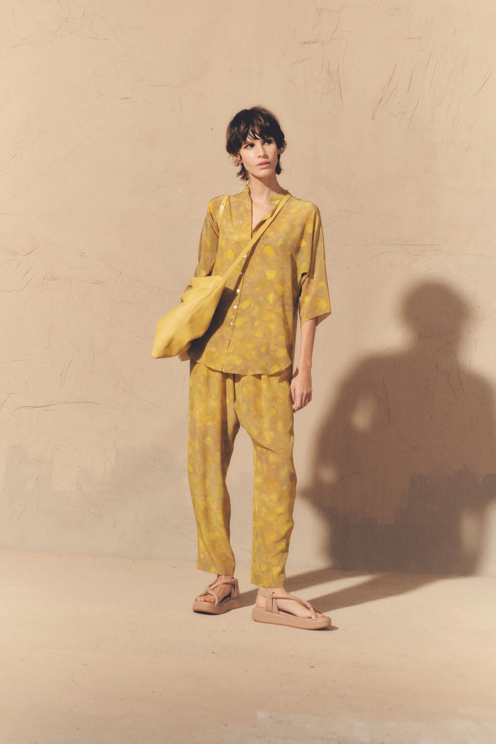 Lili, lima print silk pants