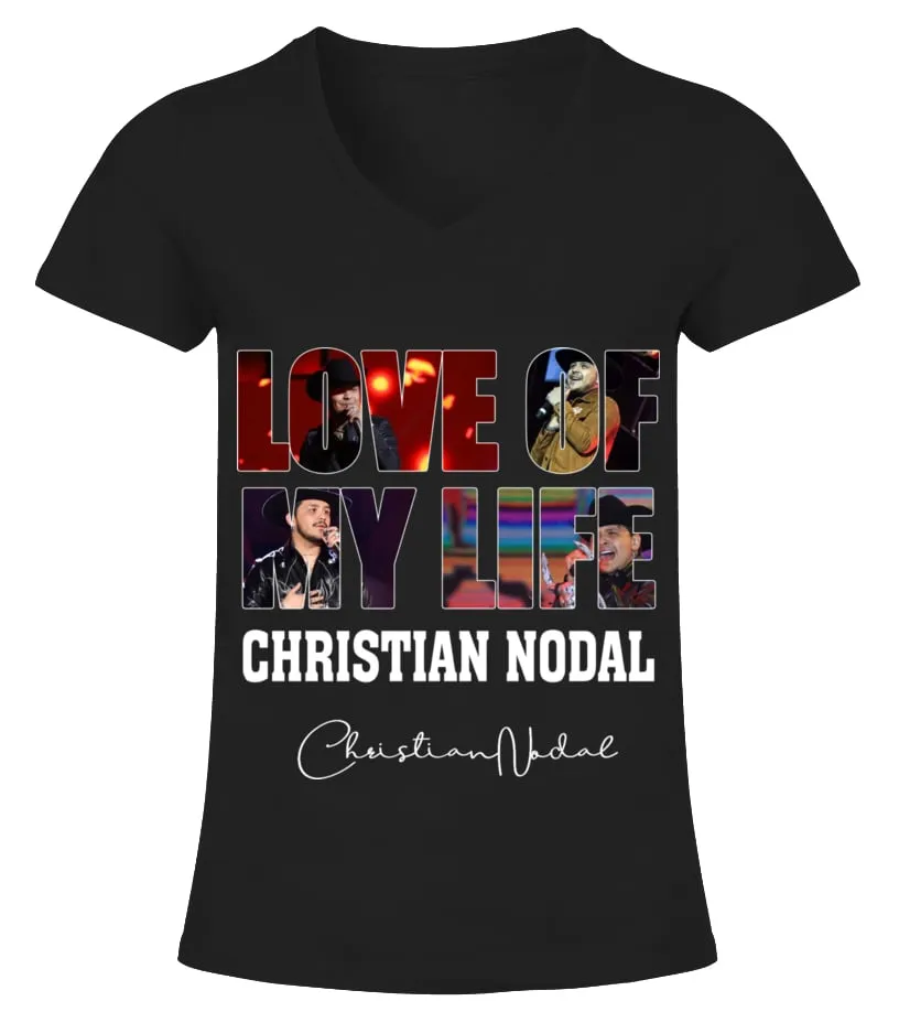 LOVE OF MY LIFE  CHRISTIAN NODAL CAMISETA CUELLO PICO MUJER