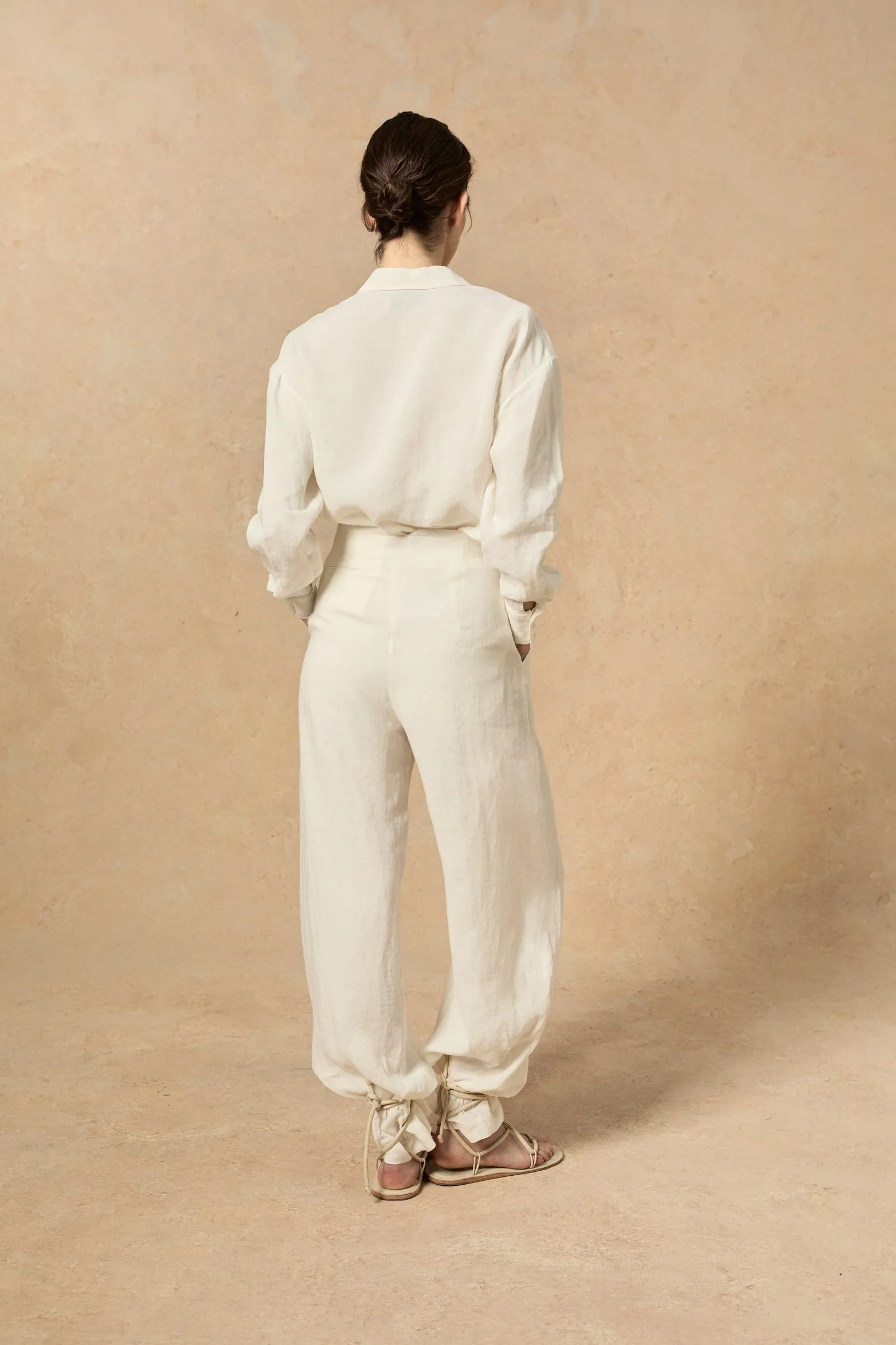 Marlo, ecru linen pants
