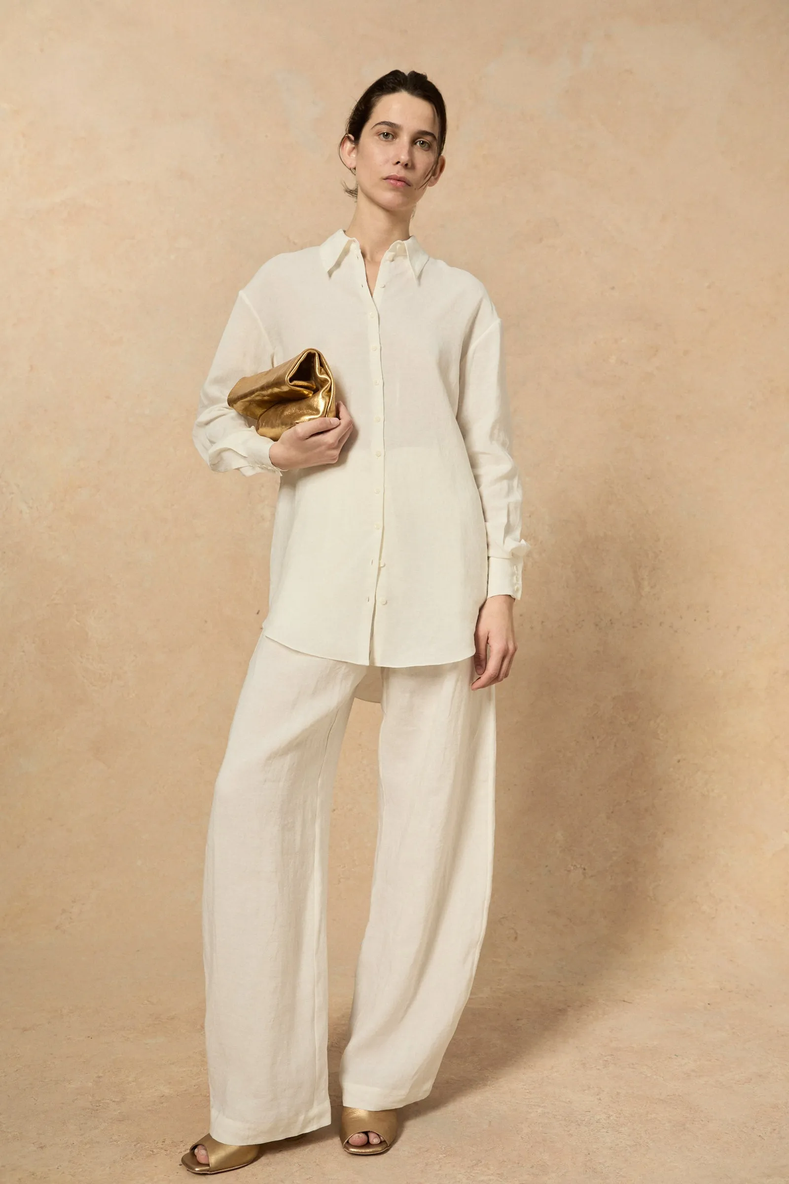 Marlo, ecru linen pants