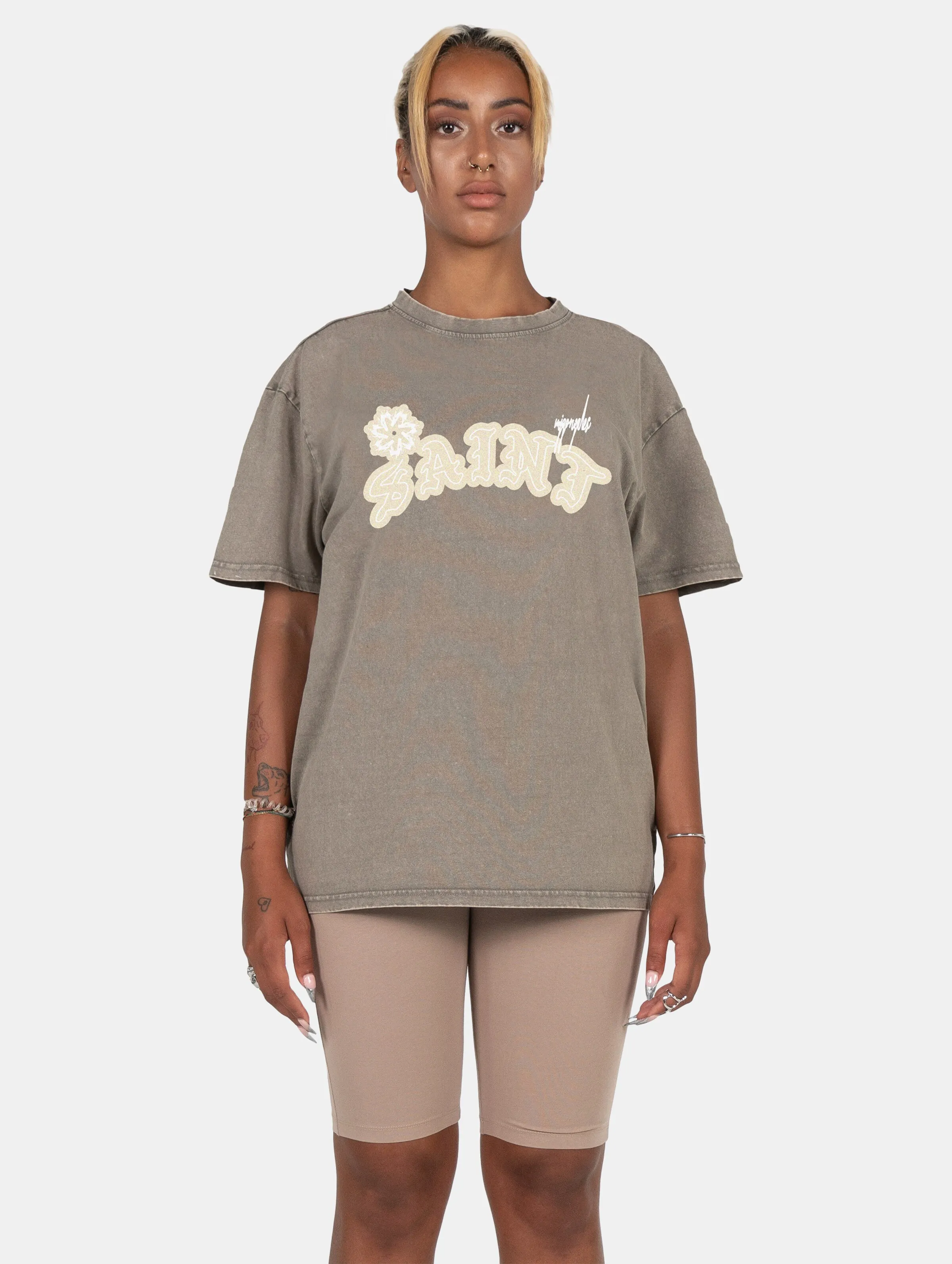 MJ GONZALES LADIES SAINT X ACID WASHED HEAVY OVERSIZED TSHIRTS