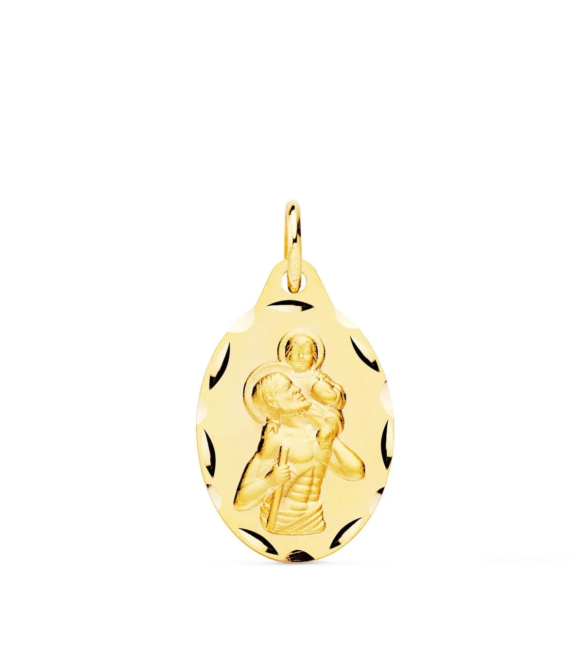 Médaille Saint Christophe 9 Carats 20mm Facettée Ovale