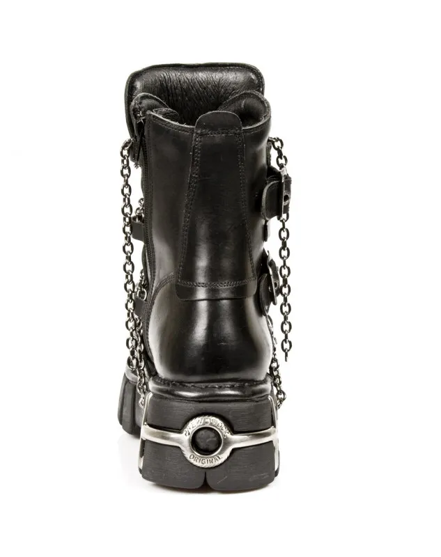 NEW ROCK BOTAS CON CADENAS Y LOGO CALAVERA METALICO