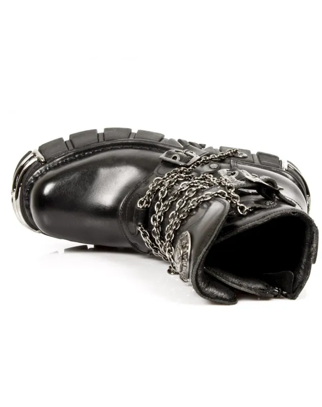 NEW ROCK BOTAS CON CADENAS Y LOGO CALAVERA METALICO