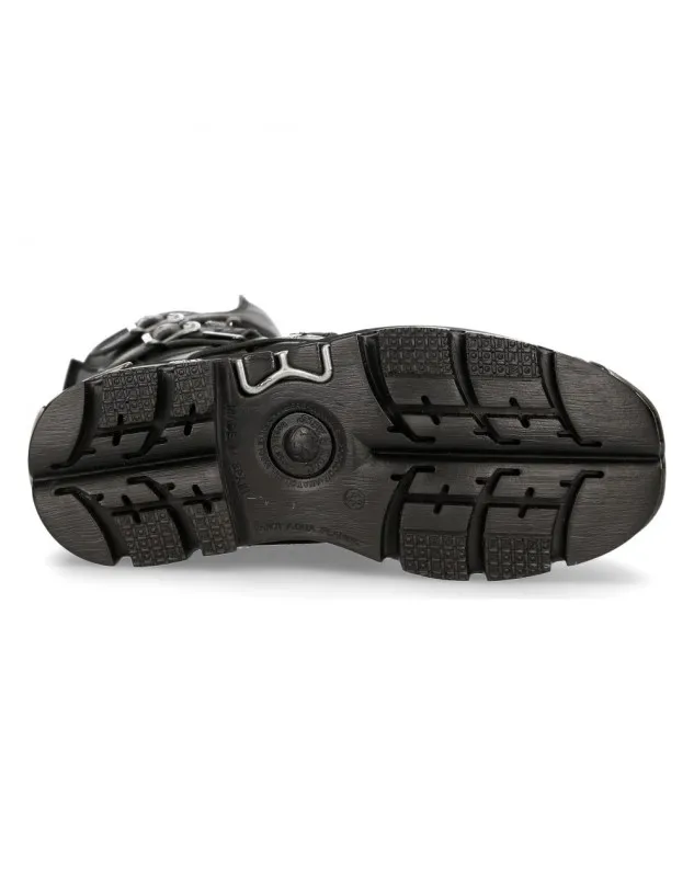 NEW ROCK BOTAS DE PIEL NEGRAS METALLIC REACTOR ACERO