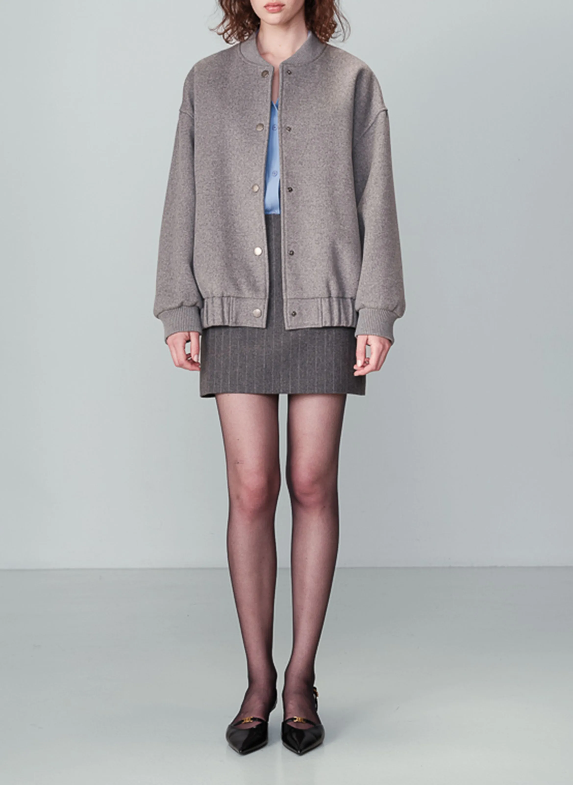 NUMA  CHAQUETA DE MEZCLA DE LANA CON CUELLO REDONDO EN GRIS