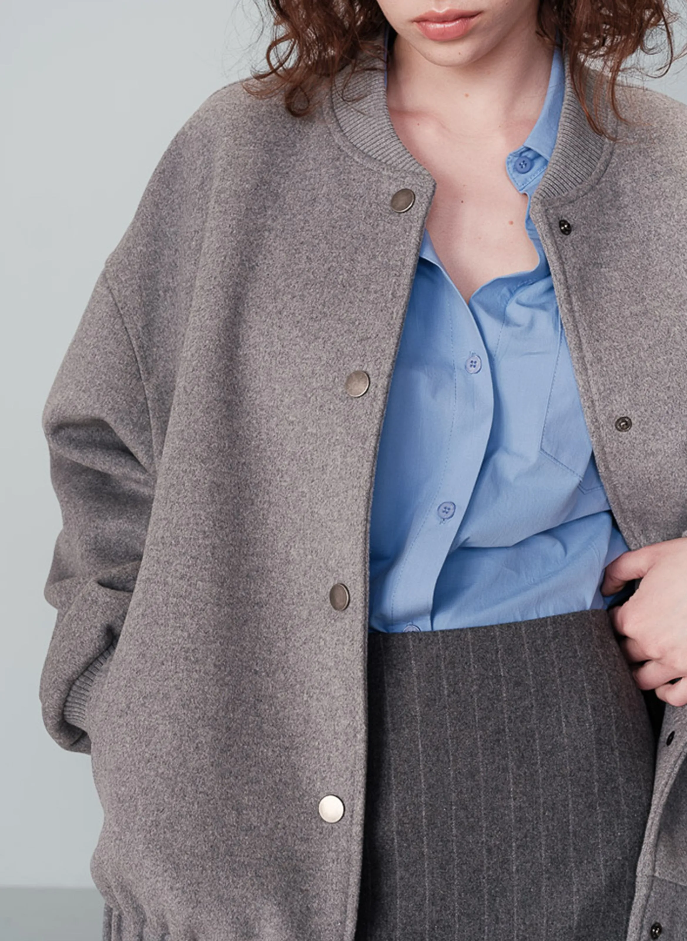 NUMA  CHAQUETA DE MEZCLA DE LANA CON CUELLO REDONDO EN GRIS