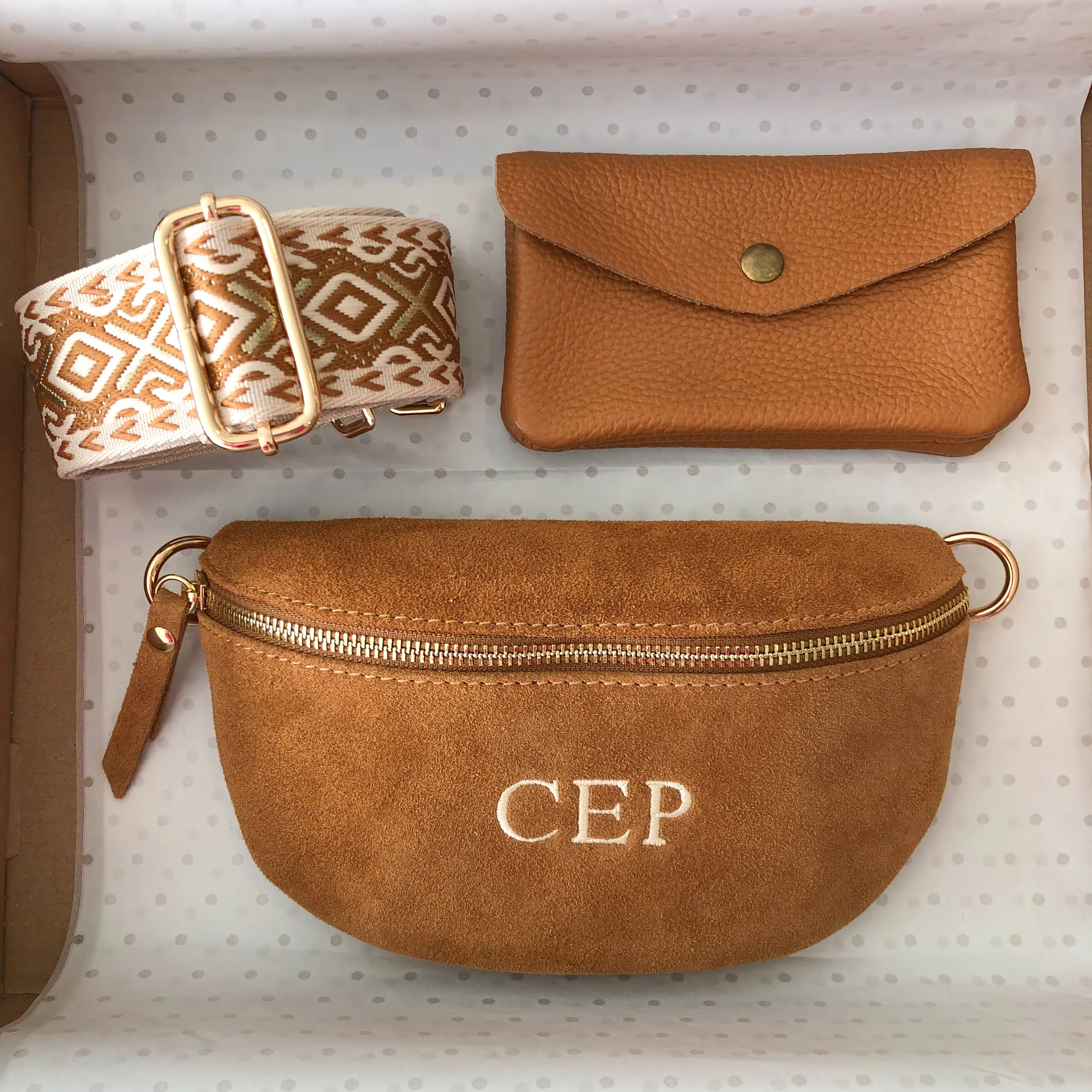 PACK REGALO RIONERA ANTE CAMEL PERSONALIZADA