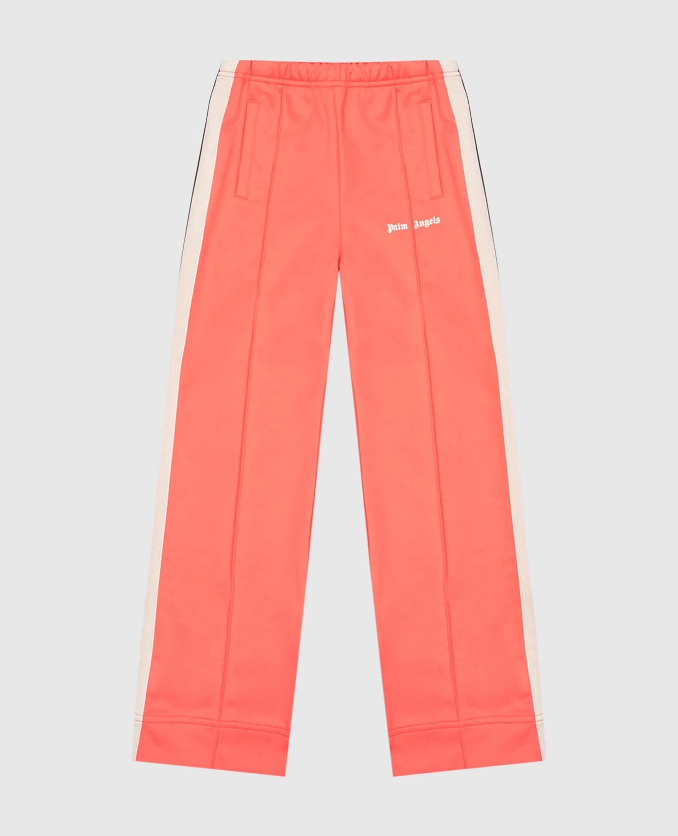 Palm Angels Children's orange track pants with stripes and logo