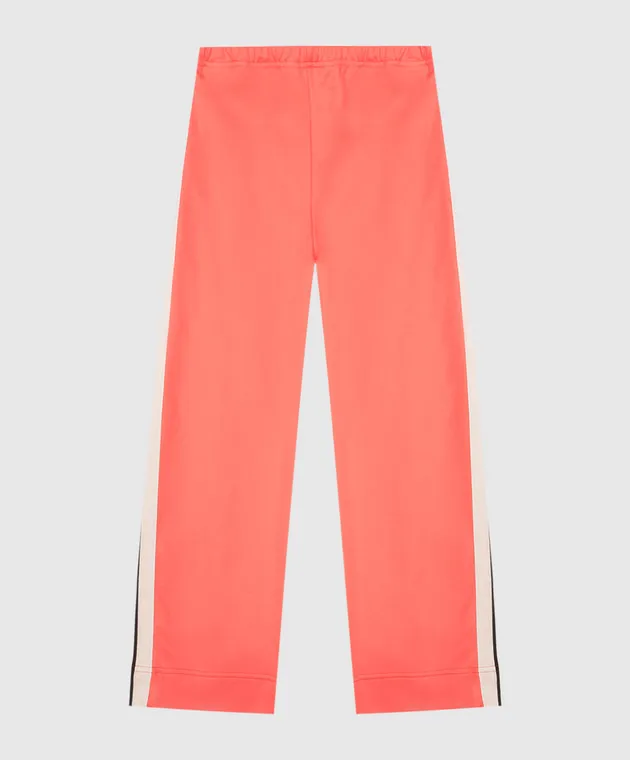 Palm Angels Children's orange track pants with stripes and logo