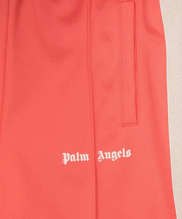 Palm Angels Children's orange track pants with stripes and logo
