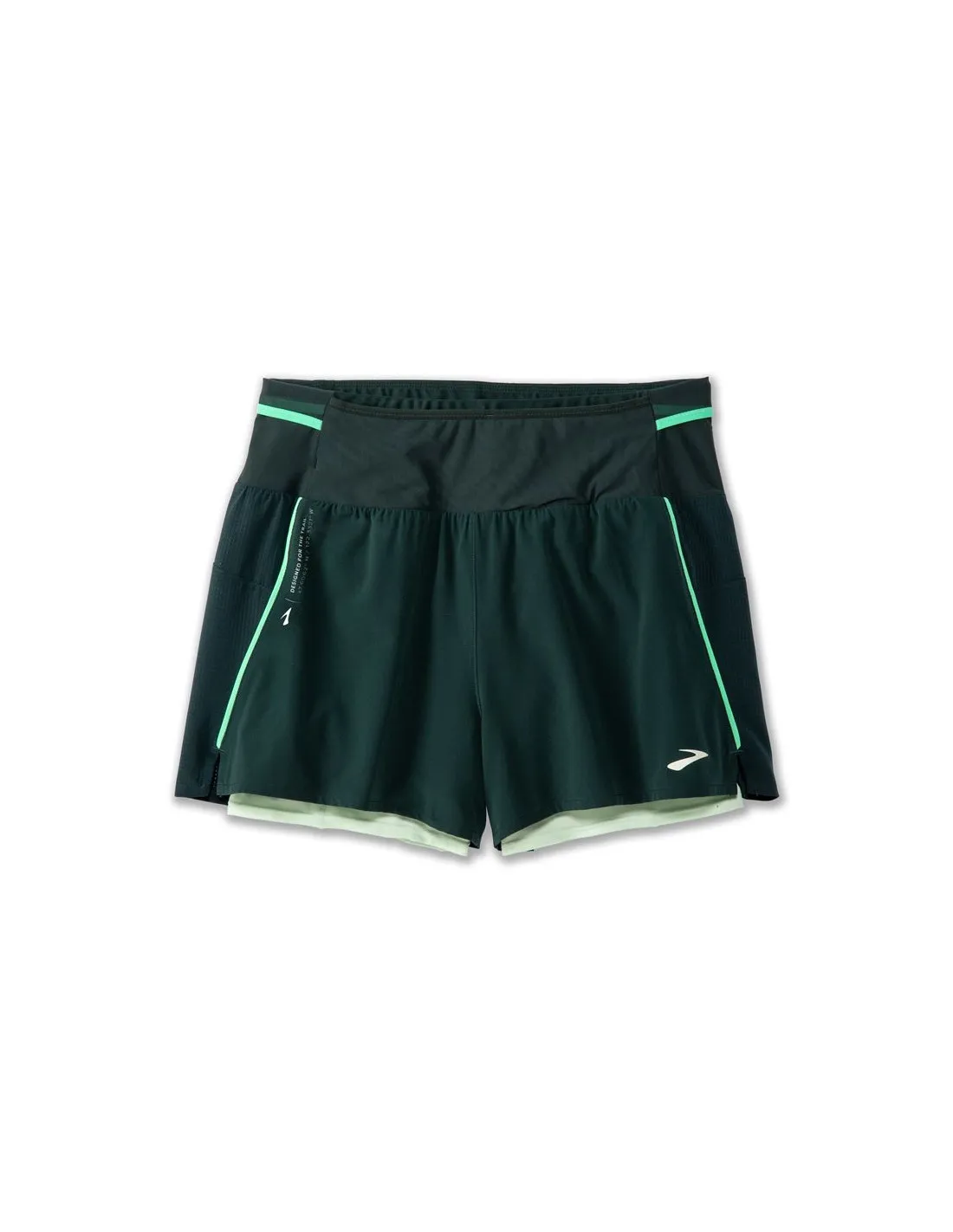 PANTALONES DE RUNNING BROOKS HIGH POINT 3" 2IN1 2.0 MUJER VERDE