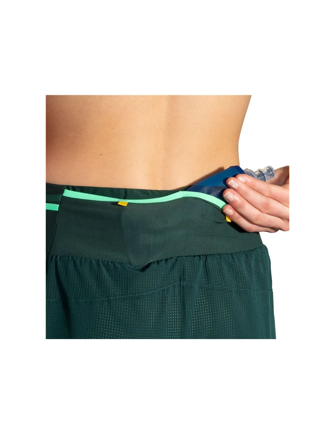 PANTALONES DE RUNNING BROOKS HIGH POINT 3" 2IN1 2.0 MUJER VERDE