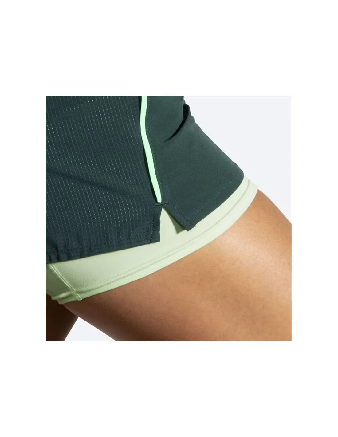 PANTALONES DE RUNNING BROOKS HIGH POINT 3" 2IN1 2.0 MUJER VERDE