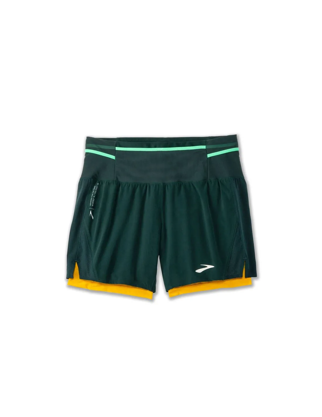 PANTALONES DE RUNNING BROOKS HIGH POINT 5" 2IN1 HOMBRE VERDE