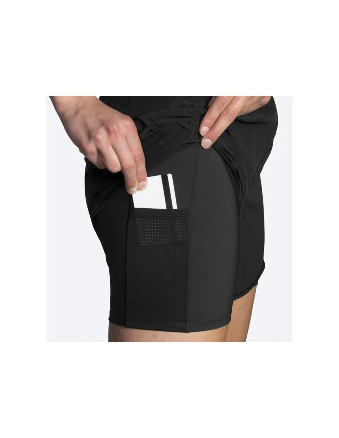 PANTALóN DE RUNNING BROOKS CHASER 5" 2IN1 BLACK MUJER