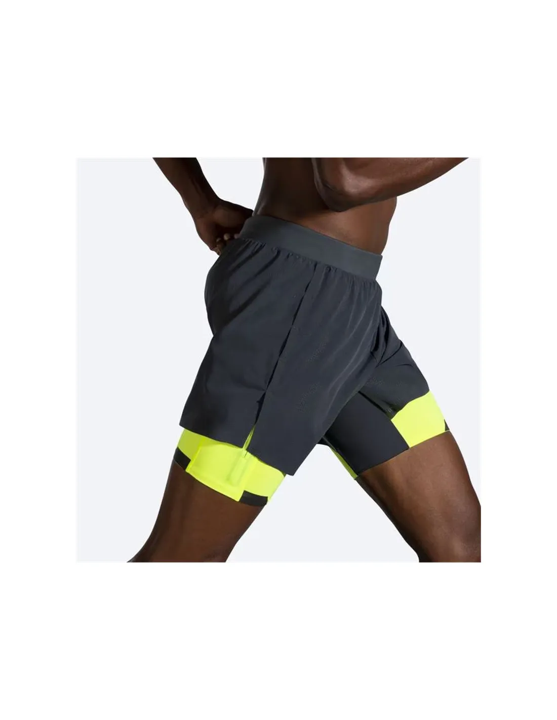 PANTALóN DE RUNNING BROOKS RUN VISIBLE 5" 2IN1 ASPHALT/NIGHTLIFE HOMBRE