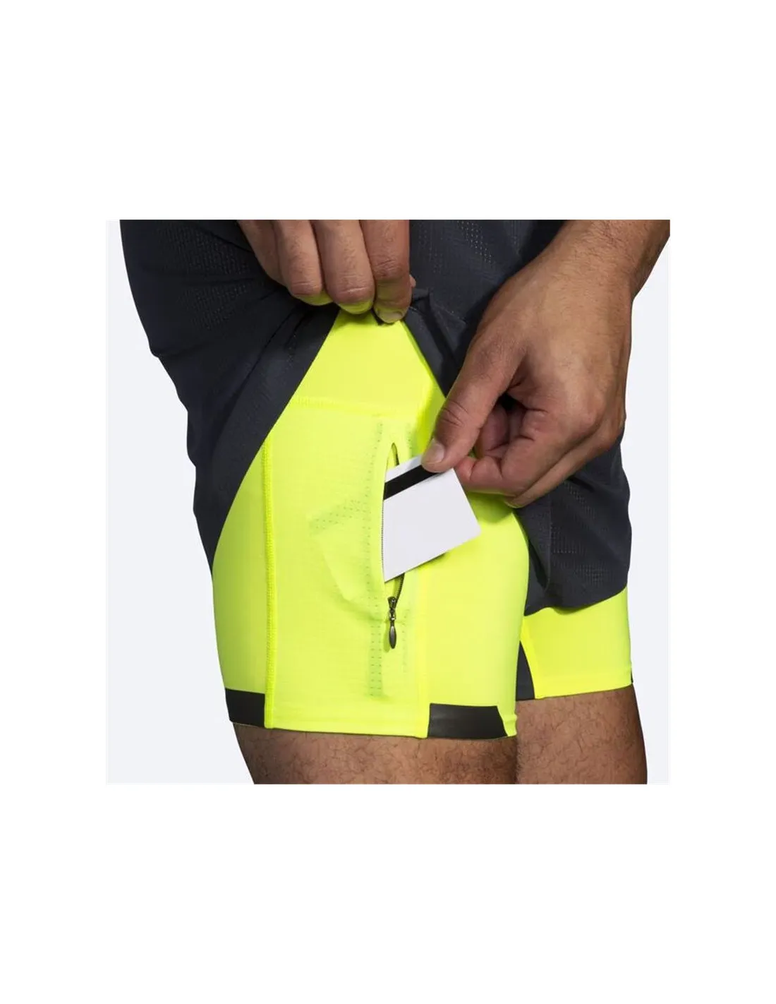 PANTALóN DE RUNNING BROOKS RUN VISIBLE 5" 2IN1 ASPHALT/NIGHTLIFE HOMBRE