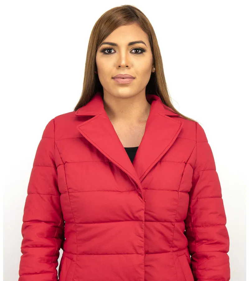 PARKA CHAQUETA DE INVIERNO PARA MUJER  CUELLO ROJO DE PIEL  ROJO
