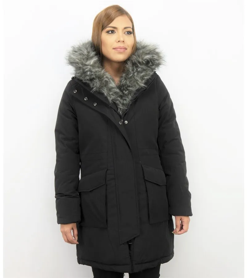 PARKA VERDE MUJER  ABRIGOS DE PIEL  PLUMIFEROS MUJER  NEGRO