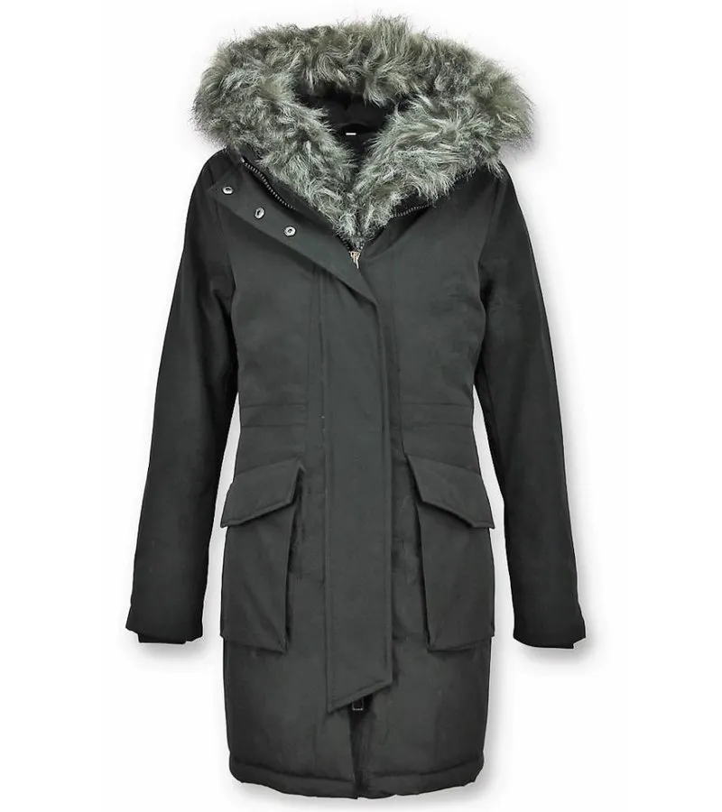PARKA VERDE MUJER  ABRIGOS DE PIEL  PLUMIFEROS MUJER  NEGRO