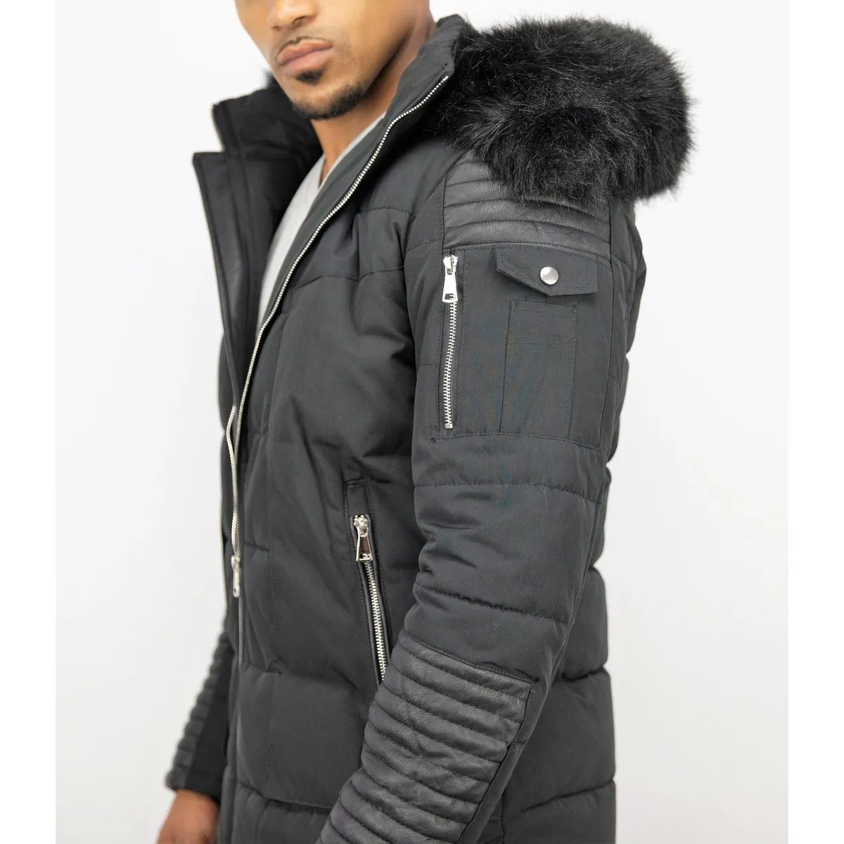 Parkas Hombre Abrigo De Pieles