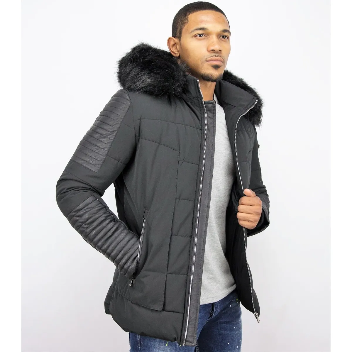 Parkas Hombre Abrigo De Pieles
