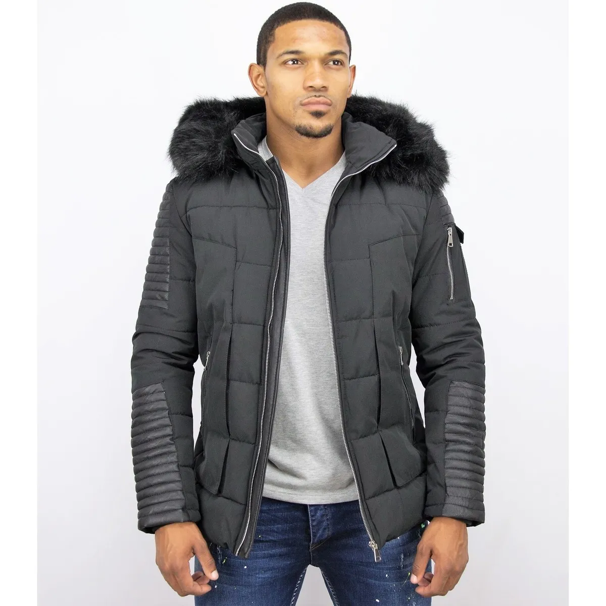 Parkas Hombre Abrigo De Pieles