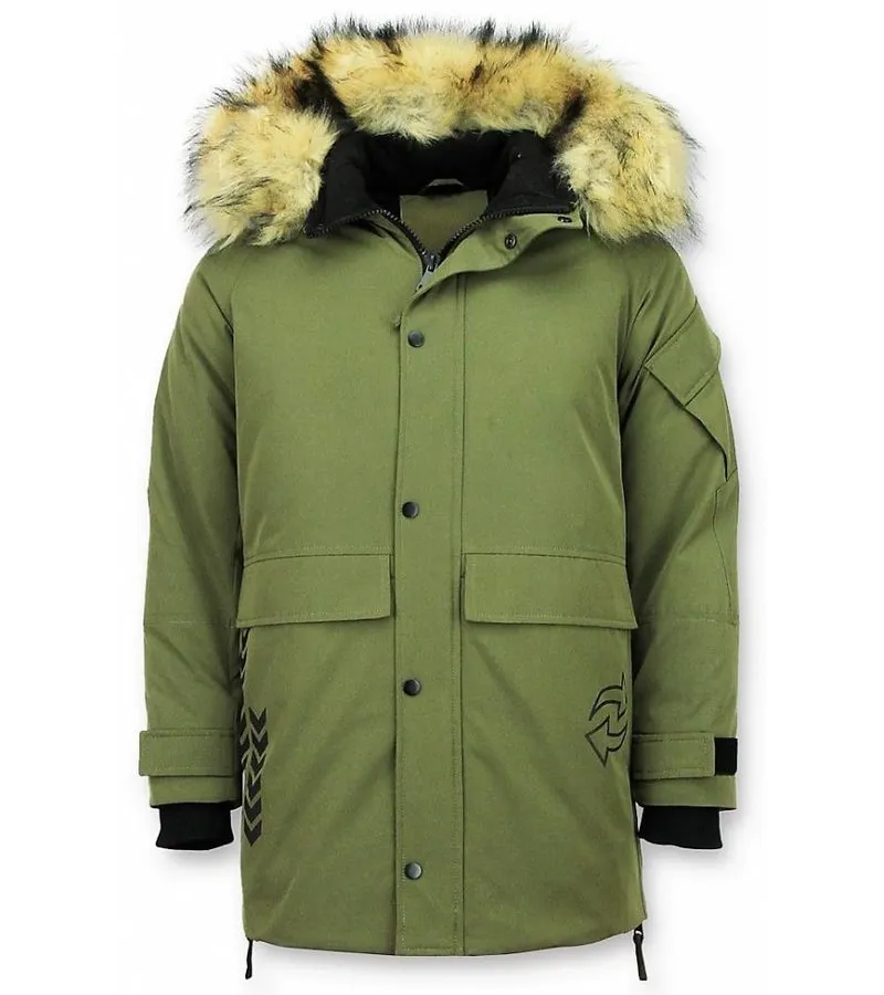 PARKAS HOMBRE  CHAQUETA DE PARKA  PARKAS CUELLO DE PIEL  ABRIGOS HOMBRE  VERDE
