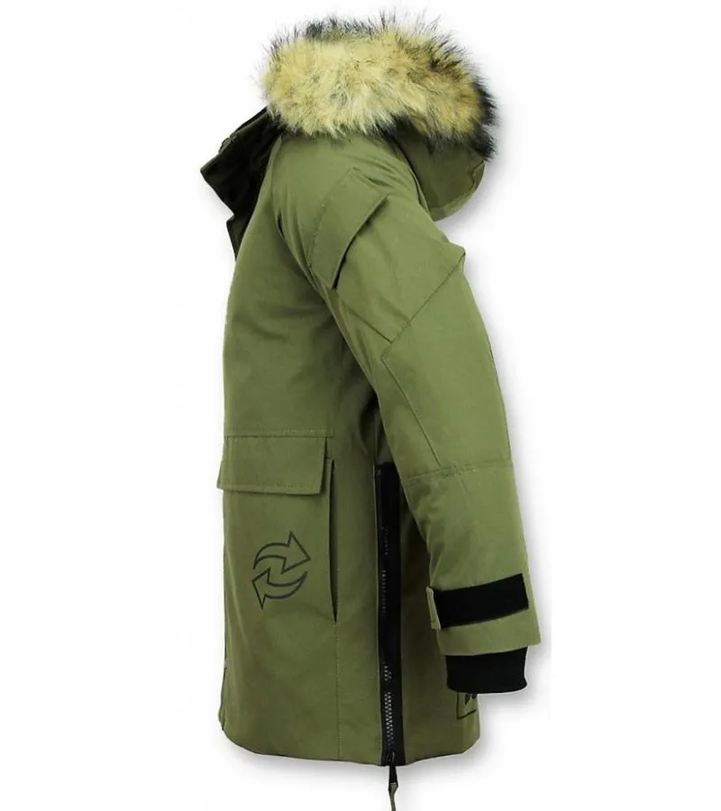 PARKAS HOMBRE  CHAQUETA DE PARKA  PARKAS CUELLO DE PIEL  ABRIGOS HOMBRE  VERDE