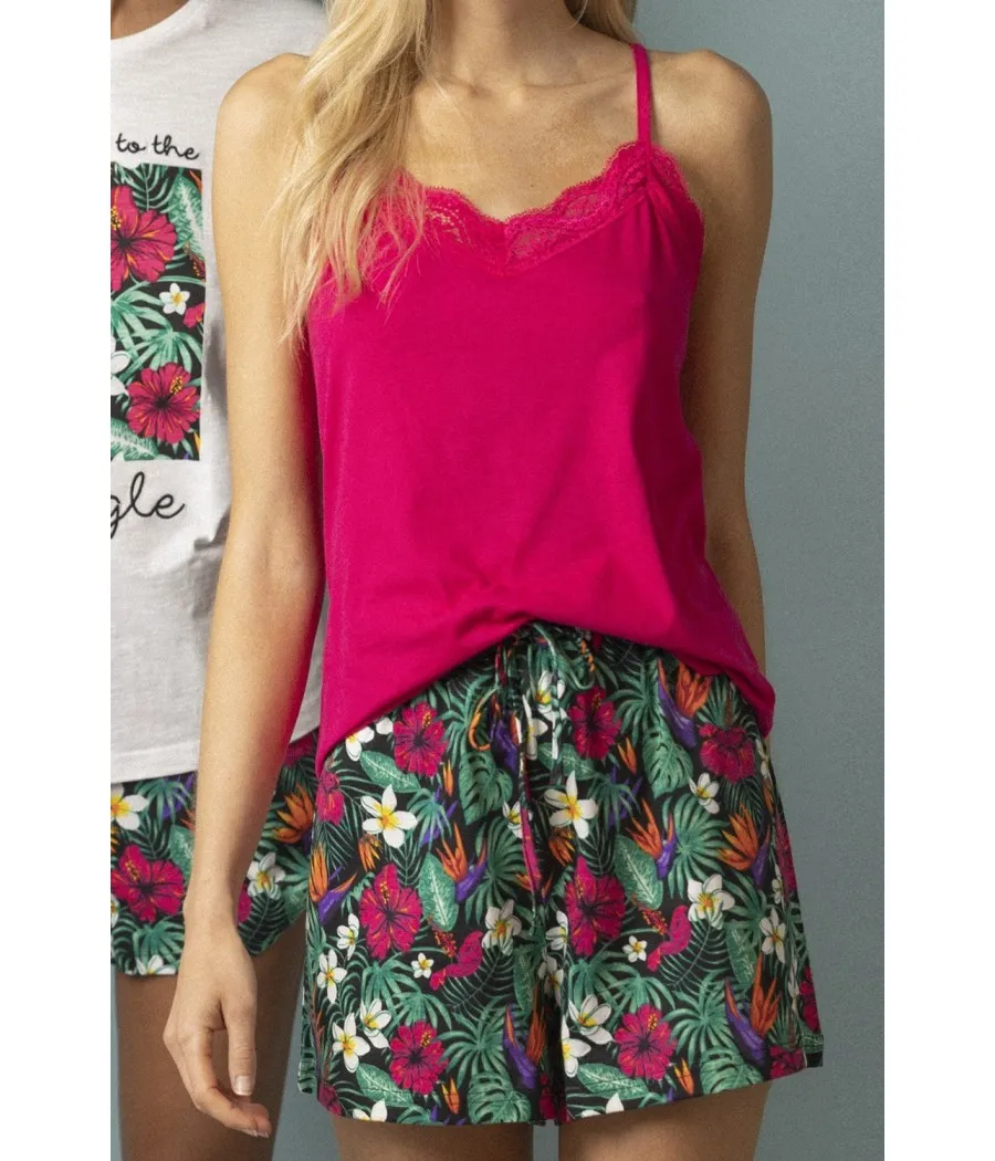 Pijama lencero verano mujer Admas jungle fucsia