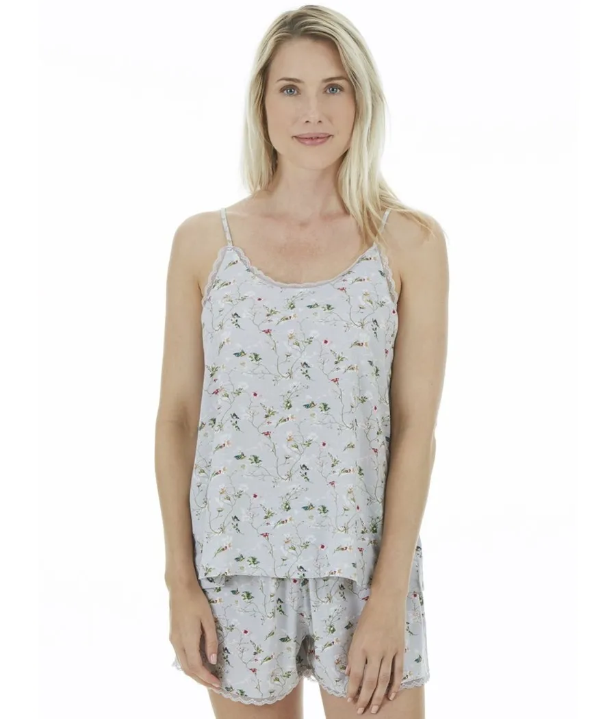 Pijama mujer J&J Brothers gris flores viscosa