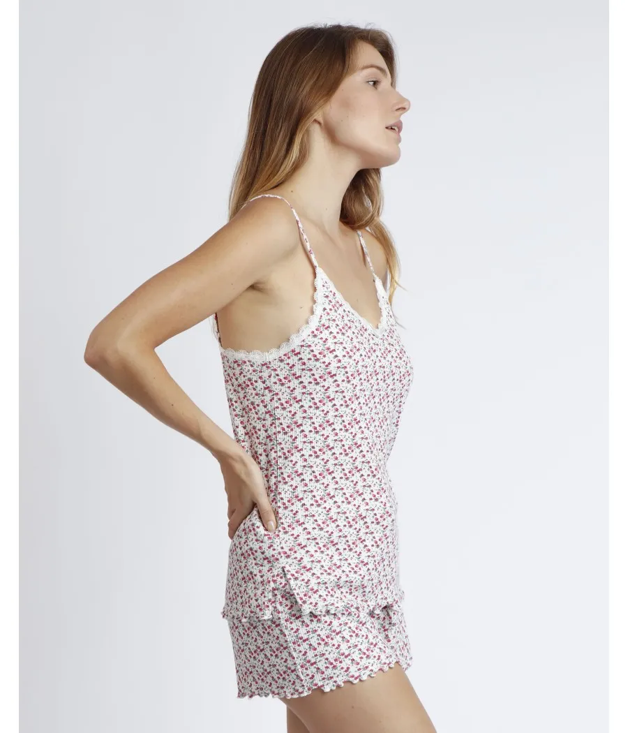Pijama verano mujer Admas flores canalé