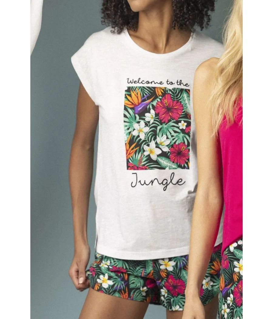 Pijama verano mujer Admas jungle blanco algodón