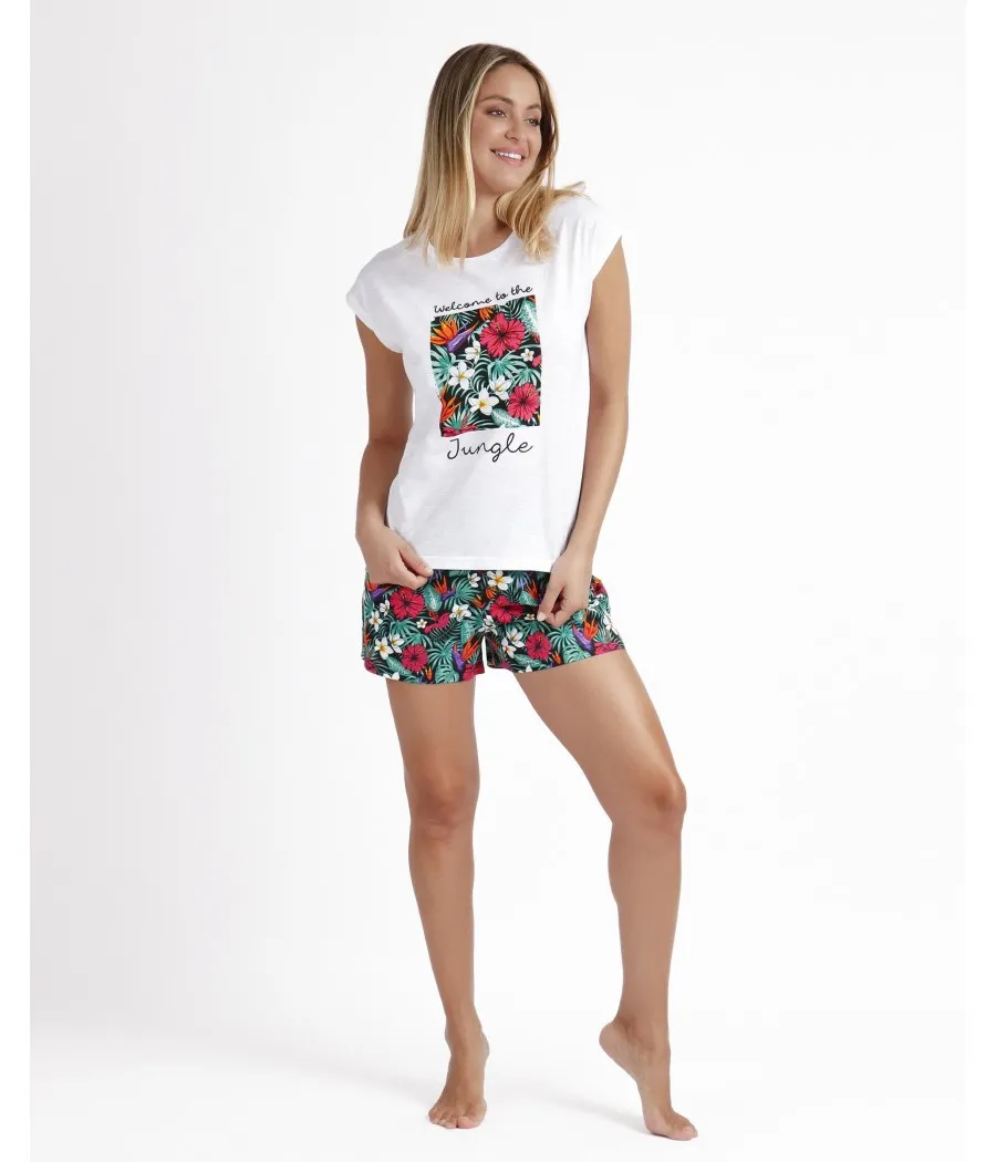 Pijama verano mujer Admas jungle blanco algodón
