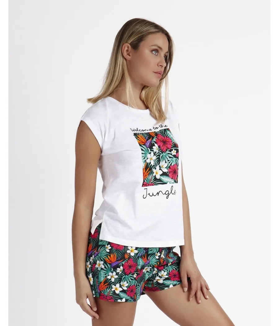 Pijama verano mujer Admas jungle blanco algodón