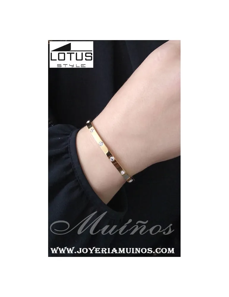 Pulsera Lotus Style Mujer Dorada Rígida LS1846