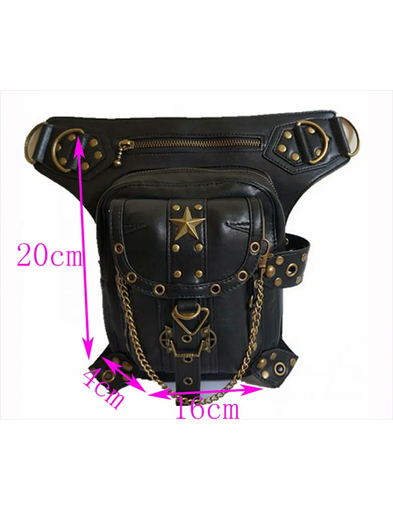 Riñonera de cuero sintético estilo gótico para hombre y mujer