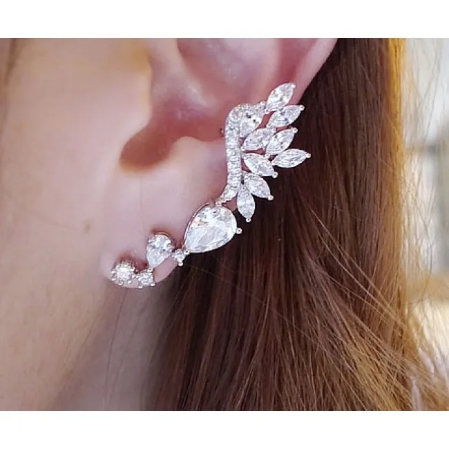 Shiny Rhinestone Angle Wings Stud Earring