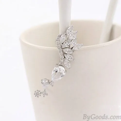 Shiny Rhinestone Angle Wings Stud Earring