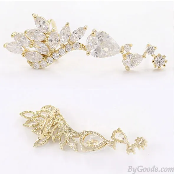 Shiny Rhinestone Angle Wings Stud Earring