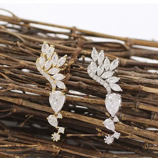 Shiny Rhinestone Angle Wings Stud Earring